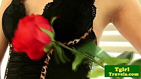 Ladyboy ning in corset shows her tight ass in a provocative display.