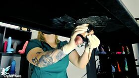 naughty nurse milks patient with gloves and toys in hospital