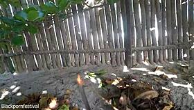 Naked Skinny Tribe Woman Prepares Bow For Hunting