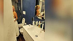 I spied on my sexy Latina neighbor with pierced nipples showering, then she got rough doggystyle