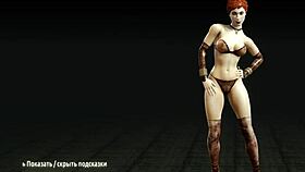 Redhead whore stripteases, flaunting big tits