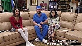 Solana, the freshman, experiences a mandatory hitachi orgasm backstage