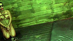 Domina takes control in blindfold lesbian fuck with strapon