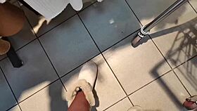 Italian Mature Woman Flashes Hairy Pussy In Changing Room