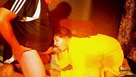 brunette amateur fills mouth with cum after solo masturbation, big natural tits bouncing.