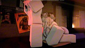 Relaxing fun in her room during sunset