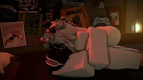 Relaxing fun in her room during sunset