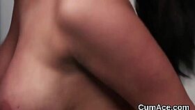 randy hottie gets cum load on her face swallowing all the jizm
