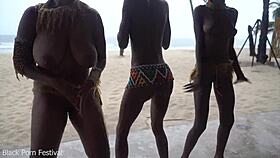 Three African Witches Perform Rain Dance Ritual