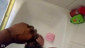 she takes a quick shower rub