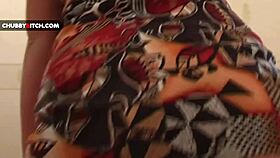 Chubby girl with amazing eyes dances seductively, touching her shaved pussy and groping natural tits.