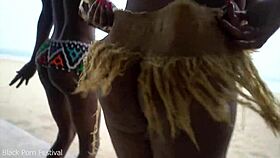 Three African Witches Perform Rain Dance Ritual