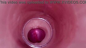 Female insemination internal camera captures deep male ejaculation