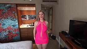 Young curvy blond girl with big natural tits fucks with her stepbrother 😍