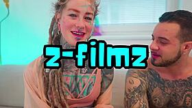 wow, tattoo girl taking big cock deep in ass balls deep