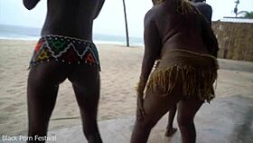 Three African Witches Perform Rain Dance Ritual