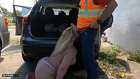 Roadside - thick blonde milf fucked by roadside assistance
