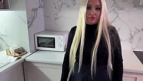 sexy blonde in black stockings enjoys amateur russian couple fun