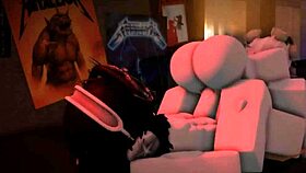 Relaxing fun in her room during sunset