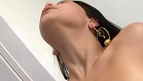 Fucking brunette slut bent over in stockings