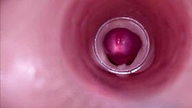 Female insemination internal camera captures deep male ejaculation