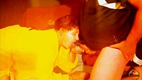 brunette amateur fills mouth with cum after solo masturbation, big natural tits bouncing.