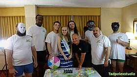 Luna Lips' pregnant pussy gets fucked by many horny hung cocks in gangbang