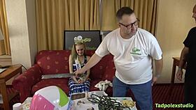 Luna Lips' pregnant pussy gets fucked by many horny hung cocks in gangbang