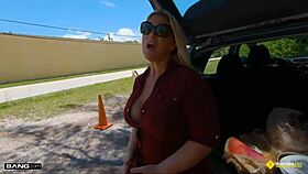 Roadside - thick blonde milf fucked by roadside assistance
