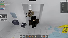 roblox character gets into risky fun in public bathroom