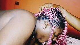 Ebony girlfriend's big ass teases while sucking black cock