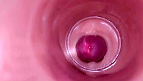 Female insemination internal camera captures deep male ejaculation