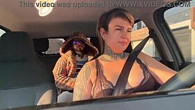 Woman Uber Fucks Suspicious Passenger In Car, Cums On His Monster Cock Without Paying Fare