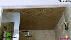 Drop dead gorgeous blonde took a shower