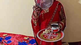 Beautiful Indian babe celebrates Karwa Chauth with friends