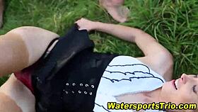fingered slut urinates outdoors in high definition