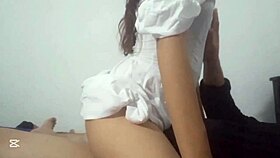 Slender Teen Girl Riding Hard Pole Oral