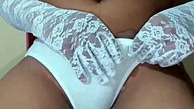 ladyboy shemale wearing erotic white panty and bra