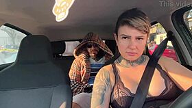 Woman Uber Fucks Suspicious Passenger In Car, Cums On His Monster Cock Without Paying Fare