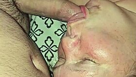 Milf sucks hard cock intensely.