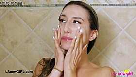 Drop dead gorgeous blonde took a shower