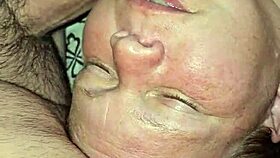 Milf sucks hard cock intensely.