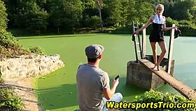 fingered slut urinates outdoors in high definition