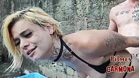 Two hotties engage in poolside assfucking adventure