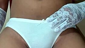 ladyboy shemale wearing erotic white panty and bra