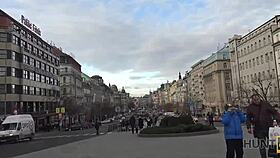 busty brunette jocelyne z fucks for cash 😏 shaved pussy outdoor