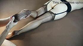 the story of soles massage on horny milf in nylon stockings with tickling