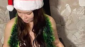 Step sister showed me her christmas costume and gave me her holes as a gift