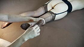 the story of soles massage on horny milf in nylon stockings with tickling