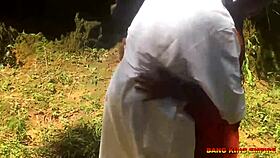 desi girlfriend outdoor bush fuck with lover